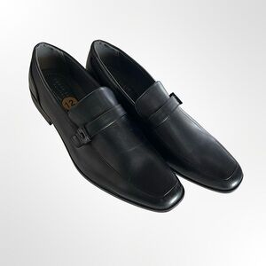 Perry Ellis Black Leather Slip-On Dress Loafers in 12 NWOT